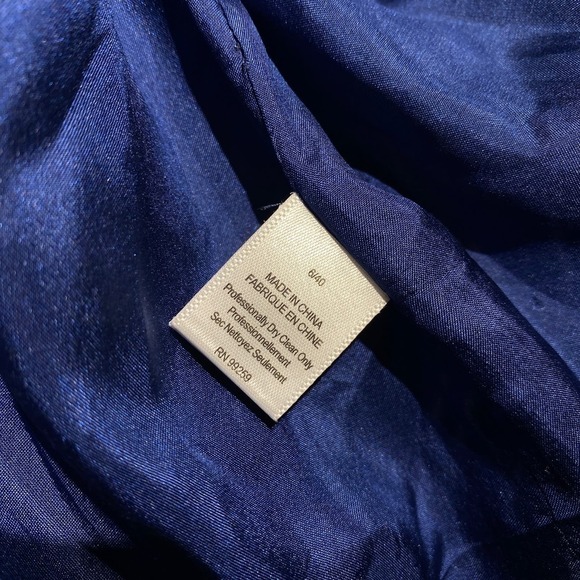 Vera Wang Lavender Label Polka Dot Wrap Dress V Neck Sleeveless Navy Gold Size 6 - Picture 8 of 11